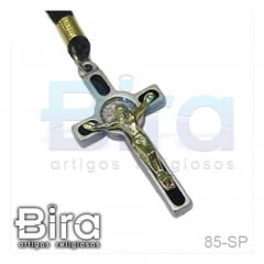 Cordão de Nylon Crucifixo de São Bento em Metal - 3 Und. - Cód. 85-SP