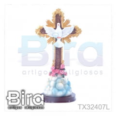 Cruz Com Pedestal Divino Espírito Santo em Resina - 30cm - Cód. TX32407L