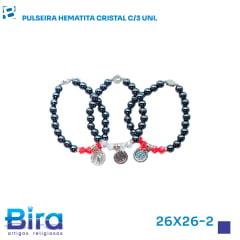 PULSEIRA HEMATITA C/CRISTAL SB OU AP 3/UNI PULSEIRA HEMATITA C/CRISTAL SB OU AP 3/UNI