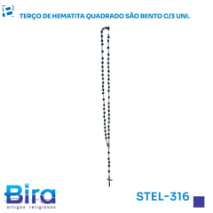 TERÇO DE HEMATITA QUADRADO SÃO BENTO 3 UNI
